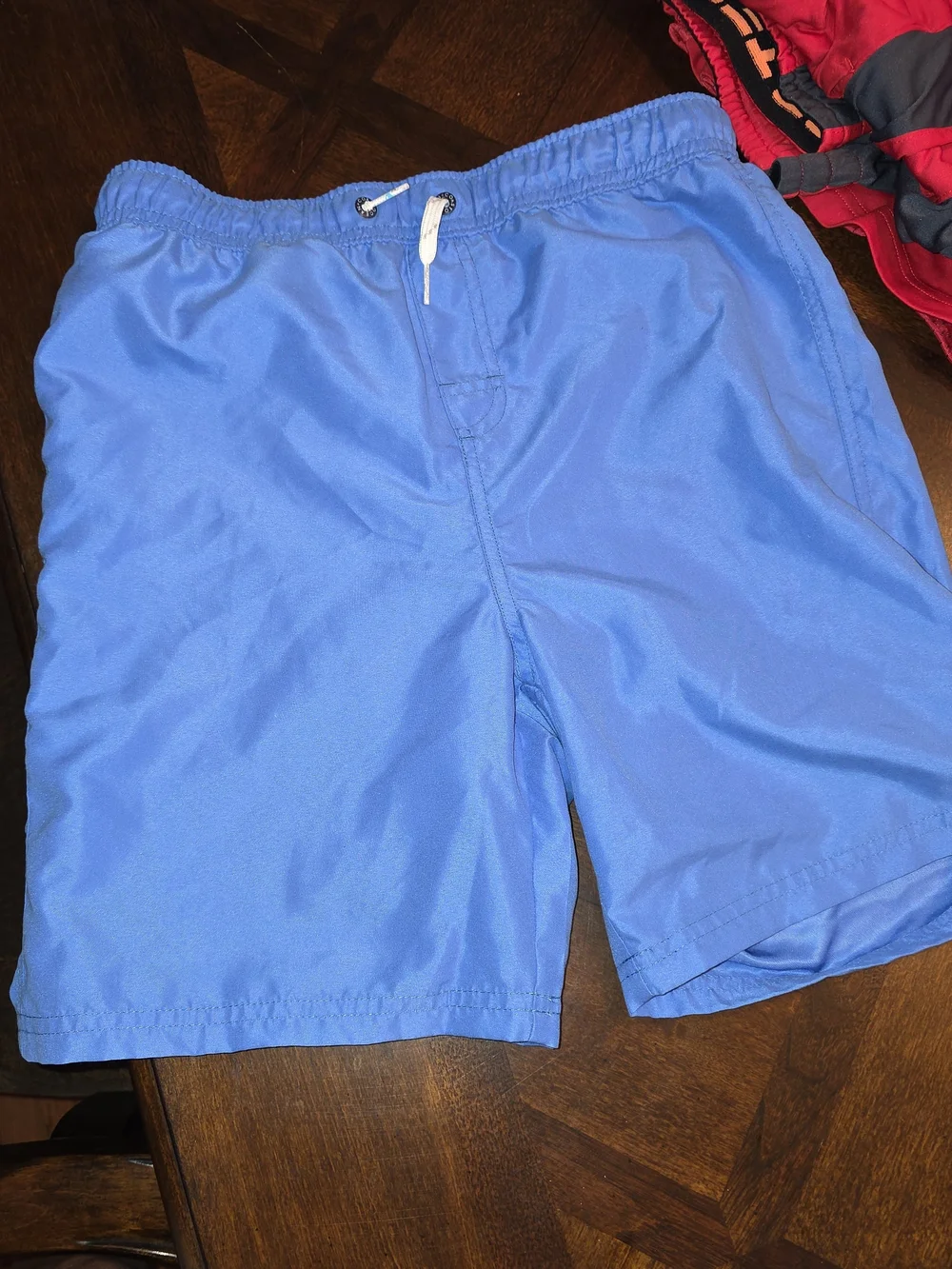 Boys Blue Camo Swim Trunks with Elastic Waistband